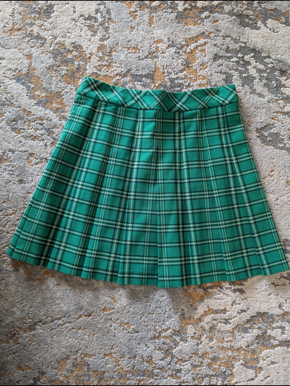Sunday Best Green Plaid Pleated Mini Skirt